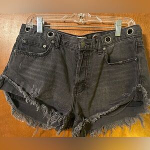 Women’s We the free Black Denim Jean Distressed cut offs size 30/Retail $68